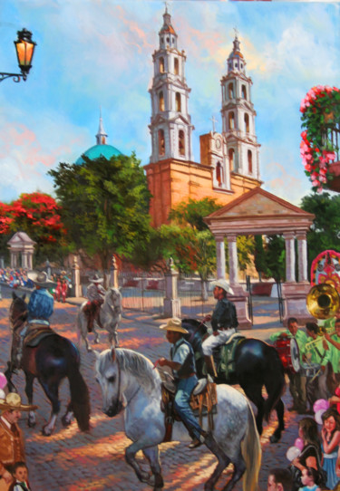 Pintura titulada "Fiesta en Atizapán" por Rene Martinez Valadez, Obra de arte original, Otro