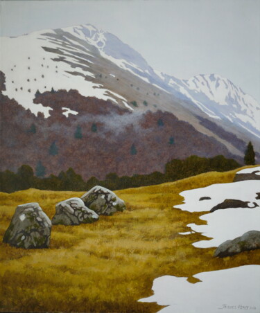 Painting titled "Ballade hivernale" by Jacques Place, Original Artwork, Acrylic