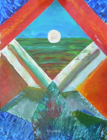 Malerei mit dem Titel "Cristaux" von Christine Cheval, Original-Kunstwerk, Acryl