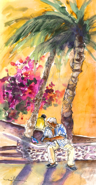 The Old Man and The Bird 绘画 标题为“The Old Man and The…” 由Miki De Goodaboom, 原创艺术品, 水粉