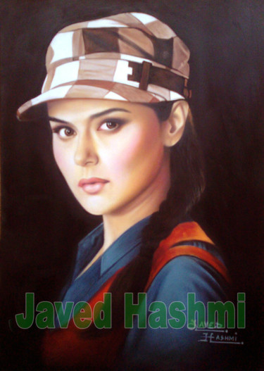 Preity Zinta Oil Painting ( Bollywood Actress ) Painting titled "Preity Zinta Oil Pa…" by Javed Hashmi, Original Artwork, Oil