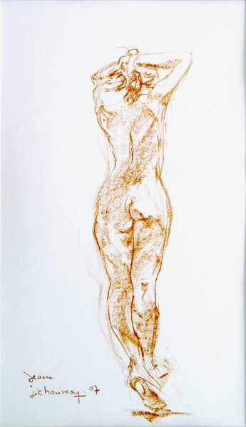 Dessin intitulée "Jeanne, dos, rattac…" par Jocelyne Chauveau, Œuvre d'art originale, Autre