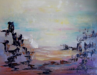 Peinture intitulée "la-falaise-blanche" par Eliette Gaurin, Œuvre d'art originale, Huile Monté sur Châssis en bois