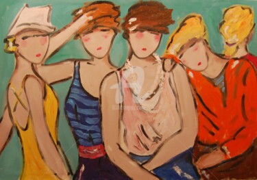 Peinture intitulée "beautifull girls" par Milu Petersen, Œuvre d'art originale
