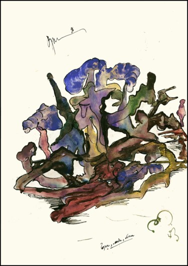 Les montagnes,les gens, les dieux Горы, люди, боги 제목이 "Les montagnes,les g…"인 그림 Дима Dima Вильмс Wilms (Рок-Живописец Rock-Painter)로, 원작, 구아슈