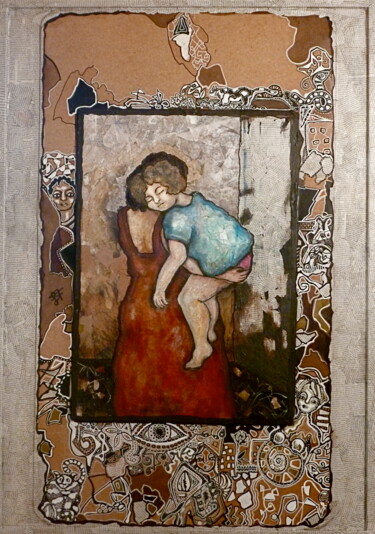 Peinture intitulée ""L'enfant endormi"" par Laurence Fillod, Œuvre d'art originale, Acrylique