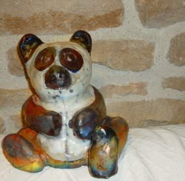 Sculpture intitulée "Mon Panda" par Pierre Feyeux, Œuvre d'art originale, Céramique