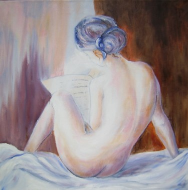 la-lecture.jpg Peinture intitulée "la-lecture.jpg" par Géraldine Streichert, Œuvre d'art originale, Huile