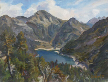 Peinture intitulée "Massif du Neouvielle" par Jean-François Grébert, Œuvre d'art originale, Huile