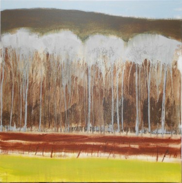 Painting titled "poplars and vines" by June Stapleton, Original Artwork, Oil