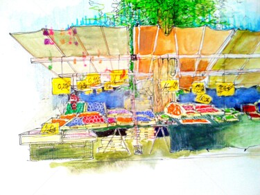 Dessin intitulée "marché" par Studio Figi, Œuvre d'art originale, Autre