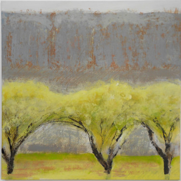 Painting titled "cerisiers" by June Stapleton, Original Artwork, Oil