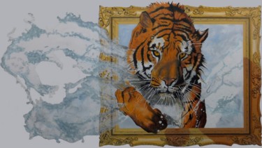 Painting titled "sortir du cadre" by Jean-Luc Tranchand, Original Artwork, Oil