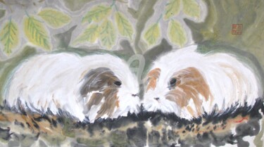 Schilderij getiteld "S'apprivoiser..." door Catherine Mondoux (4INE), Origineel Kunstwerk, Inkt