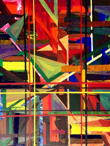 Schilderij getiteld "Menagerie Bound" door Erik Melver, Origineel Kunstwerk, Olie