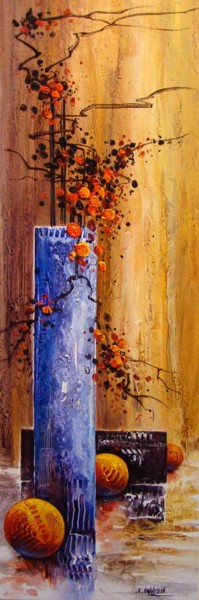 Peinture intitulée "Vase bleu 2.jpg" par Françoise Hannequin, Œuvre d'art originale, Huile