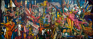 La gare de perpignan, centre de l'univers By #2nyss Peinture intitulée "La gare de perpigna…" par Denis Michel (2nyss), Œuvre d'art originale, Huile