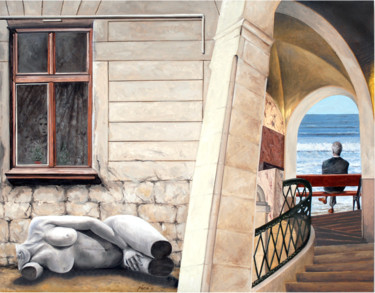 Peinture intitulée "Vue sur la mer." par Plumerand Frédéric, Œuvre d'art originale, Huile