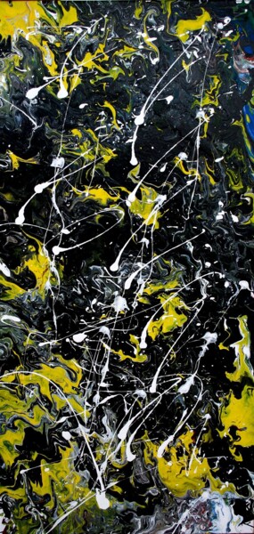 Painting titled "Astéroides" by Ludovic Biquand, Original Artwork, Acrylic Mounted on Wood Stretcher frame