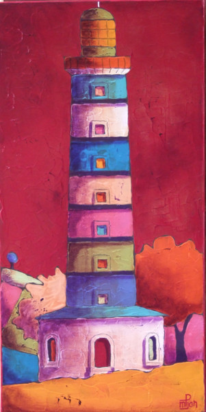 Peinture intitulée "PHare 10" par Marie-Pierre Jan, Œuvre d'art originale, Acrylique Monté sur Châssis en bois