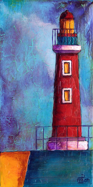 Peinture intitulée "Phare 14" par Marie-Pierre Jan, Œuvre d'art originale, Acrylique Monté sur Châssis en bois