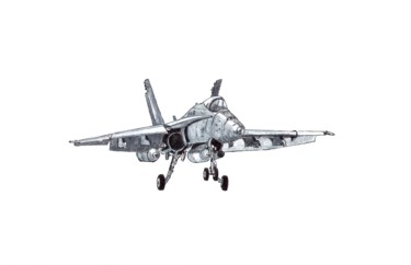 Dessin intitulée "F18 Américain" par Vame, Œuvre d'art originale, Crayon