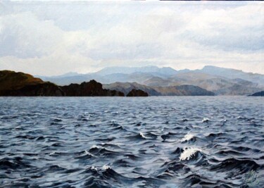 Painting titled "пролив малое море х…" by Georgij Inesin (Georgy Ineshin Georgij Inesin), Original Artwork, Oil