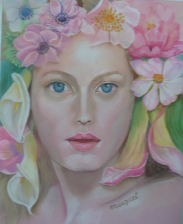 Dessin intitulée "Printemps de femme" par Claudine Marquet, Œuvre d'art originale, Pastel