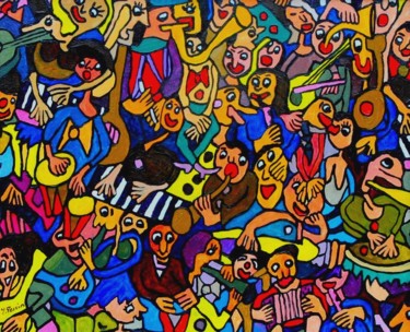 Peinture intitulée "fanfarons" par Yves Perrin, Œuvre d'art originale, Huile