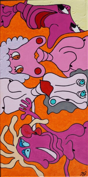 Peinture intitulée "LES GANTS DE TOILET…" par Johanna Meunier, Œuvre d'art originale, Acrylique
