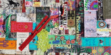 Art textile intitulée "Etiquette" par Johanna Meunier, Œuvre d'art originale