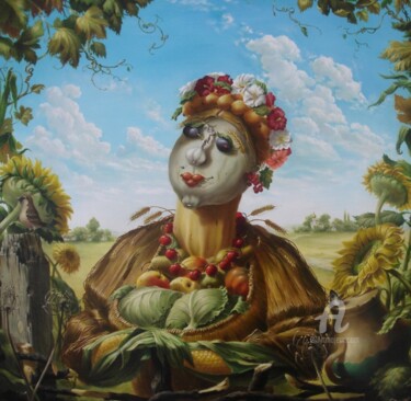 Painting titled "Hostess" by Aleksandr Mikhalchuk, Original Artwork, Oil