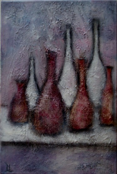 Peinture intitulée "Nature morte poteri…" par Denise Louin-Lecoeur, Œuvre d'art originale, Huile