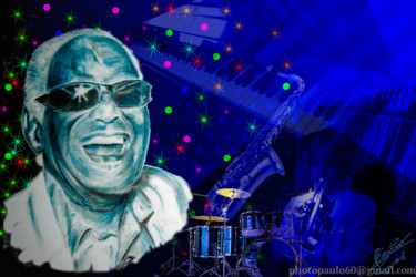 Ray-Charles-tu-nous-illumines 数字艺术 标题为“Ray-Charles-tu-nous…” 由Paul Benichou, 原创艺术品, 数字油画