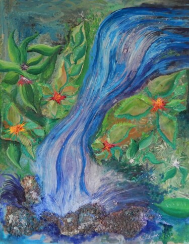Painting titled "Falling Water" by Rich Leyden, Original Artwork, Acrylic