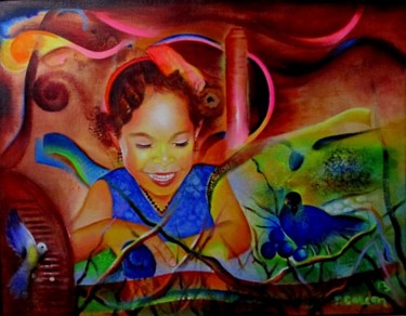 Painting titled "enfant-rire.jpg" by John Garcon, Original Artwork, Acrylic