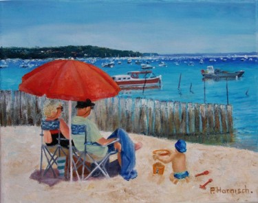 Peinture intitulée "Face à la mer" par Pascale Harnisch, Œuvre d'art originale, Huile