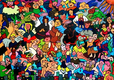 Peinture intitulée "vu du ciel" par Yves Perrin, Œuvre d'art originale, Huile