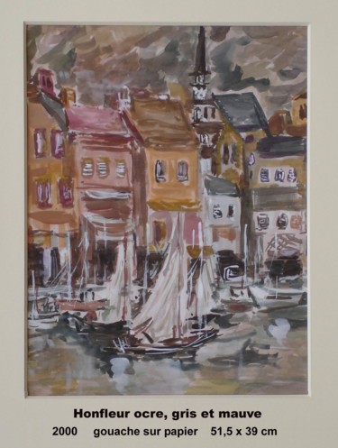 Peinture intitulée "Honfleur ocre, gris…" par Ioana, Œuvre d'art originale, Gouache