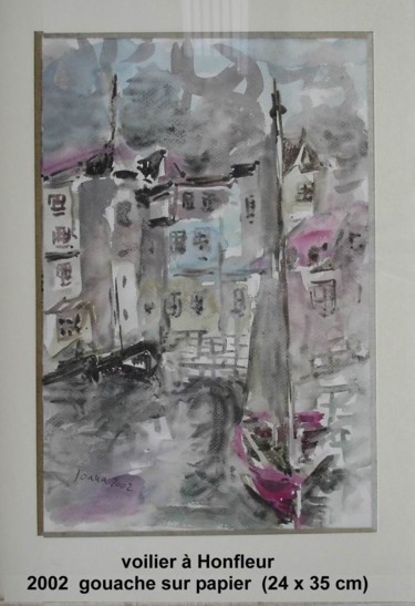 Peinture intitulée "voilier à Honfleur" par Ioana, Œuvre d'art originale, Gouache