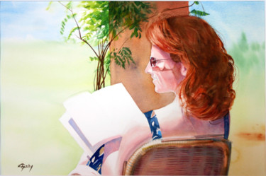 Painting titled "En vacances à Ségur…" by Adyne Gohy, Original Artwork, Watercolor