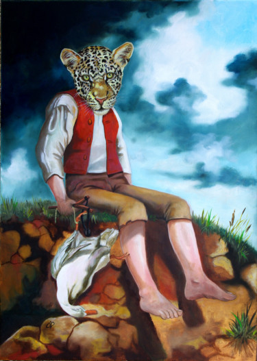 Malerei mit dem Titel "Le sauvageon" von Brataine, Original-Kunstwerk, Öl