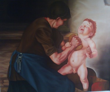 Peinture intitulée "cold bath" par Panos Kotsomytis, Œuvre d'art originale, Huile