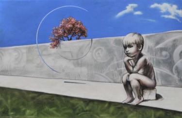 Peinture intitulée "le mur" par Pascal Buffard, Œuvre d'art originale, Huile