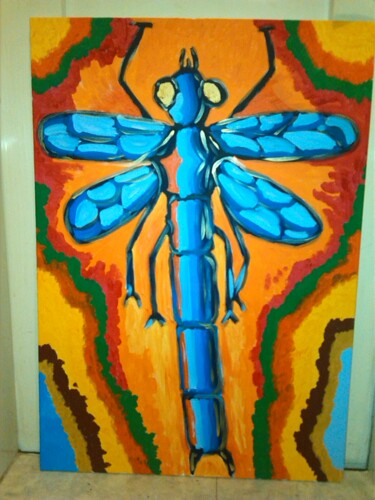 Malerei mit dem Titel "Libelle" von Remus Besca, Original-Kunstwerk, Acryl