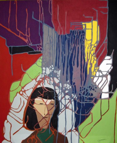 Painting titled "Le pèlerin IX" by Claude Gascon, Original Artwork, Acrylic