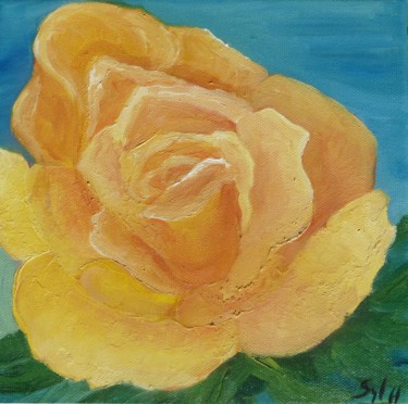 Peinture intitulée "Rose Jaune" par Sylviehebrard, Œuvre d'art originale, Huile