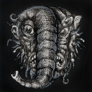 Σχέδιο με τίτλο "Elephant" από Patrick Jannin, Αυθεντικά έργα τέχνης, Άλλος