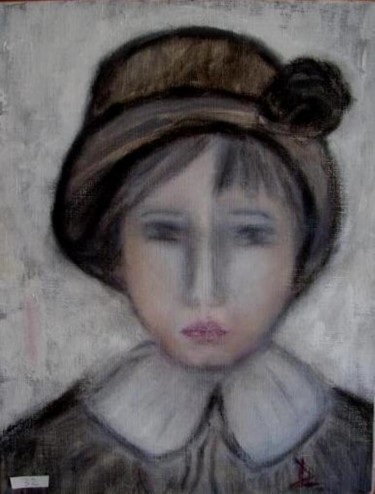 Ζωγραφική με τίτλο "Fillette d'antan" από Denise Louin-Lecoeur, Αυθεντικά έργα τέχνης, Ακρυλικό