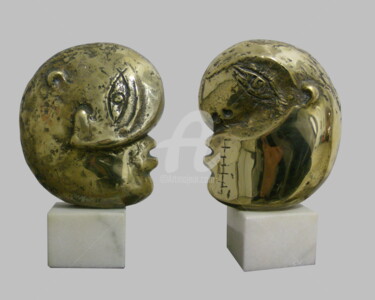 Sculptuur getiteld "PORTRET" door Vasile Cheptanaru, Origineel Kunstwerk, Metalen